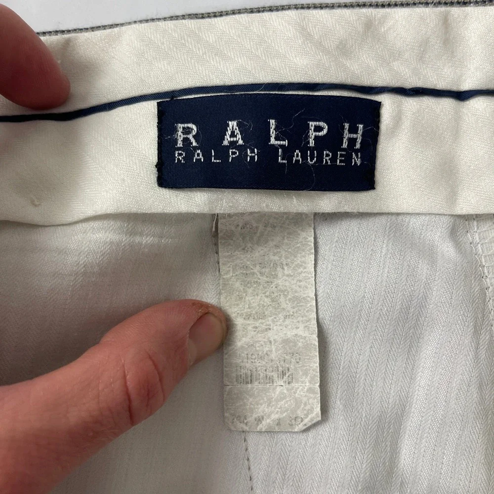 Vintage Ralph Lauren Pants Mens 32x30* Gray Pleated Houndstooth Flowy Preppy